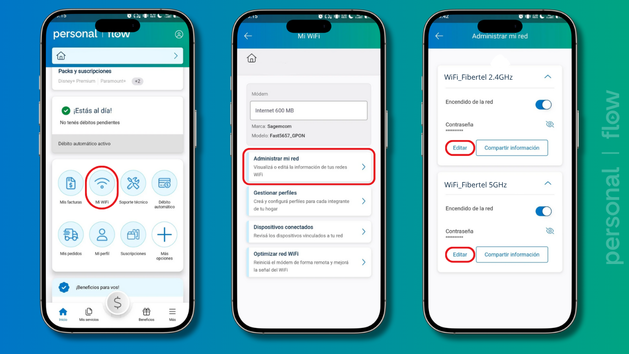 Cambio de contraseña de redes Wi-Fi